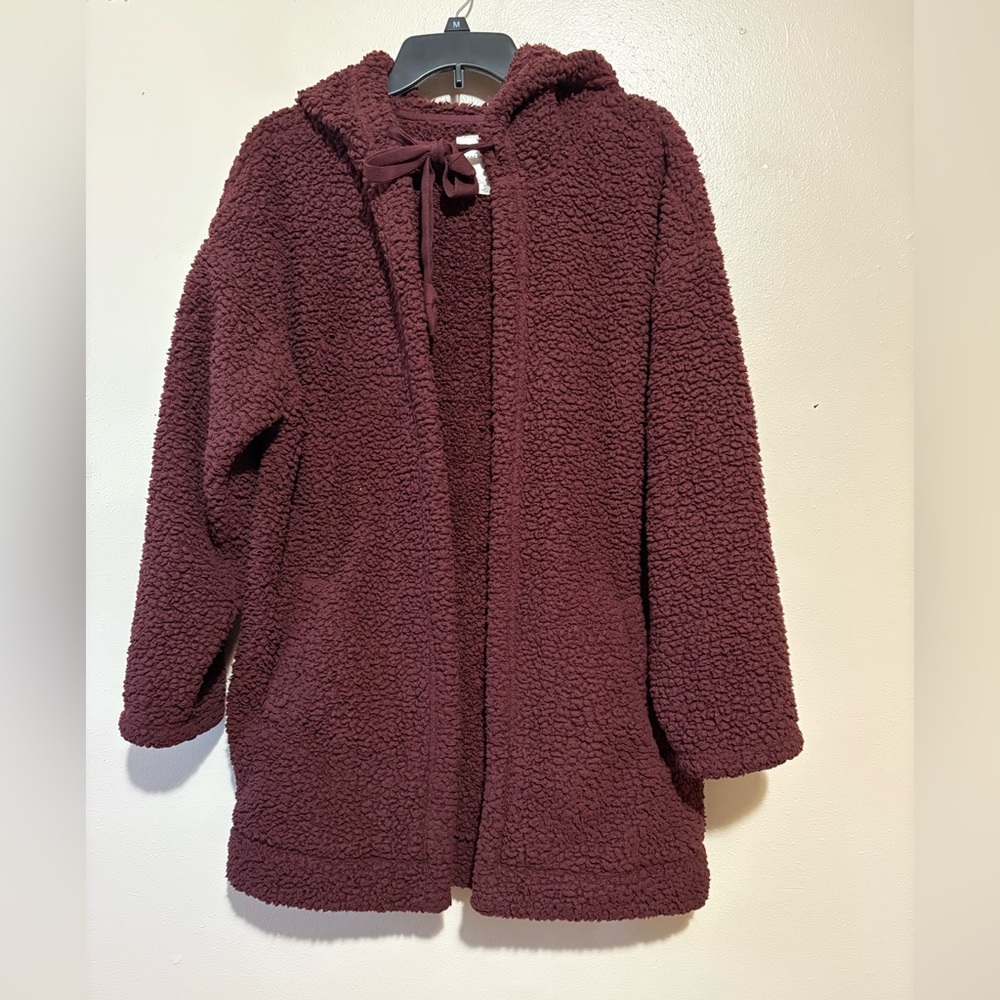 American Eagle Outfitters sherpa hooded oversized cardigan women’s size Medium